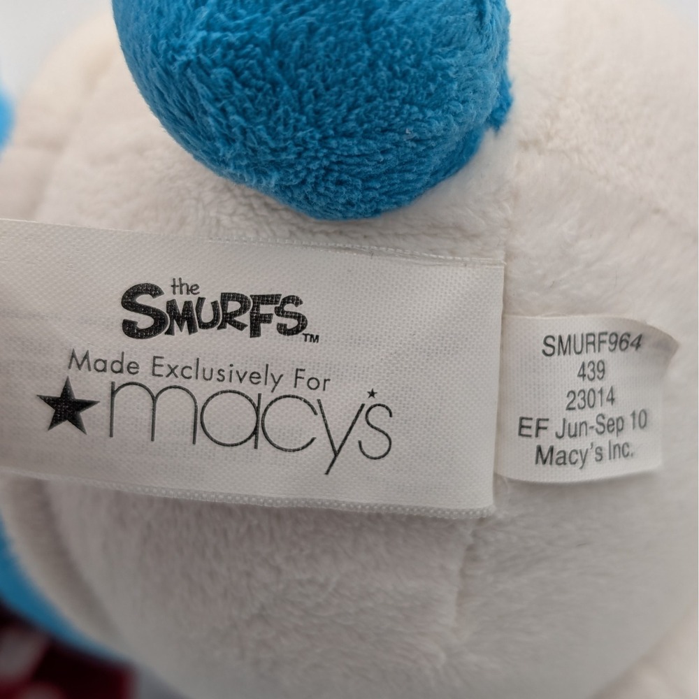 Smurfs Macy's Holiday 2010 Plush Stuffed Animal Santa Hat Red Scarf 22" - Picture 4 of 6